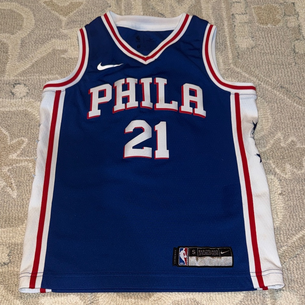 Blue Nike Philadelphia 76ers Embiid Basketball Jersey